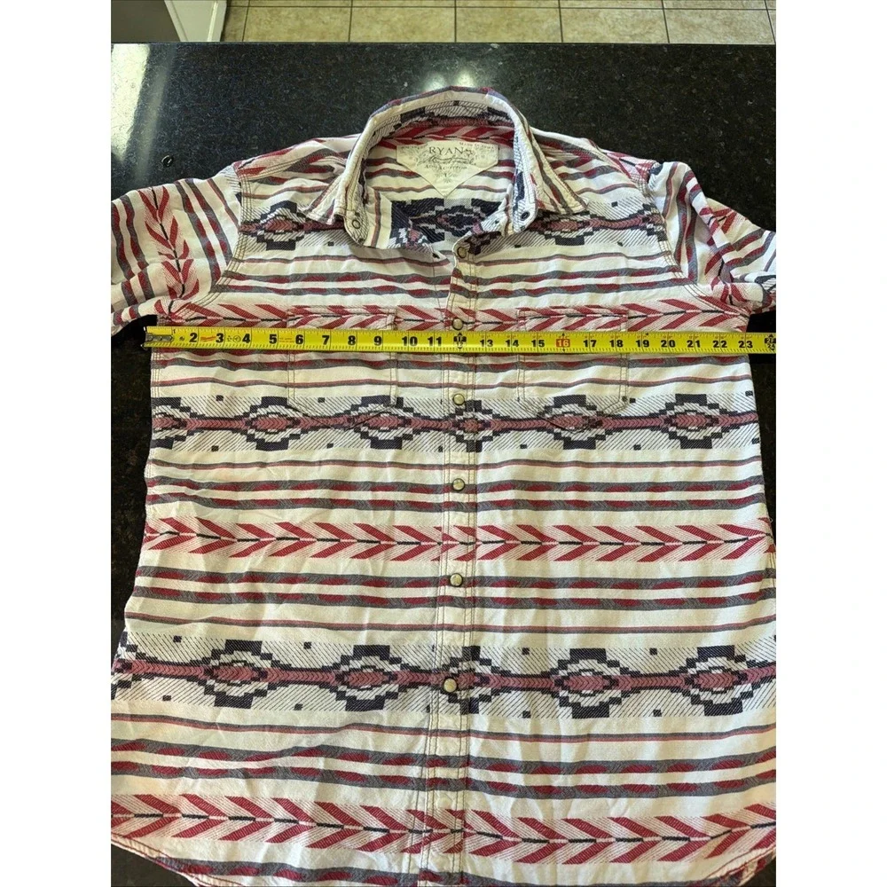 Ryan‎ Michael Aztec Western Flannel Snap Shirt Men's Sz L Long Sleeve Rodeo
